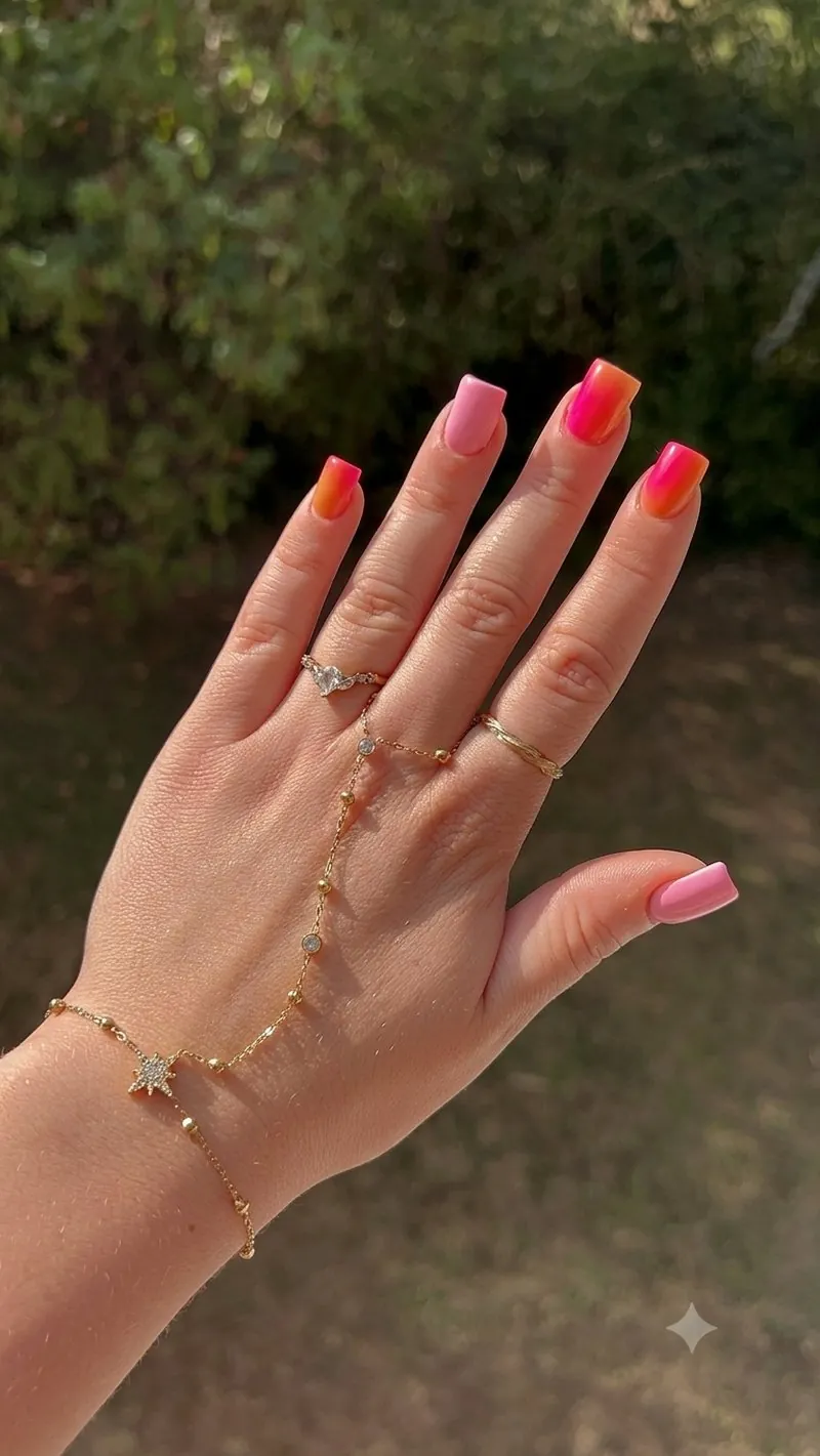 Sunset nail art réalisé par Signé Théa
